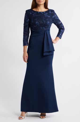 Eliza J Sequin Lace Bodice Trumpet Gown