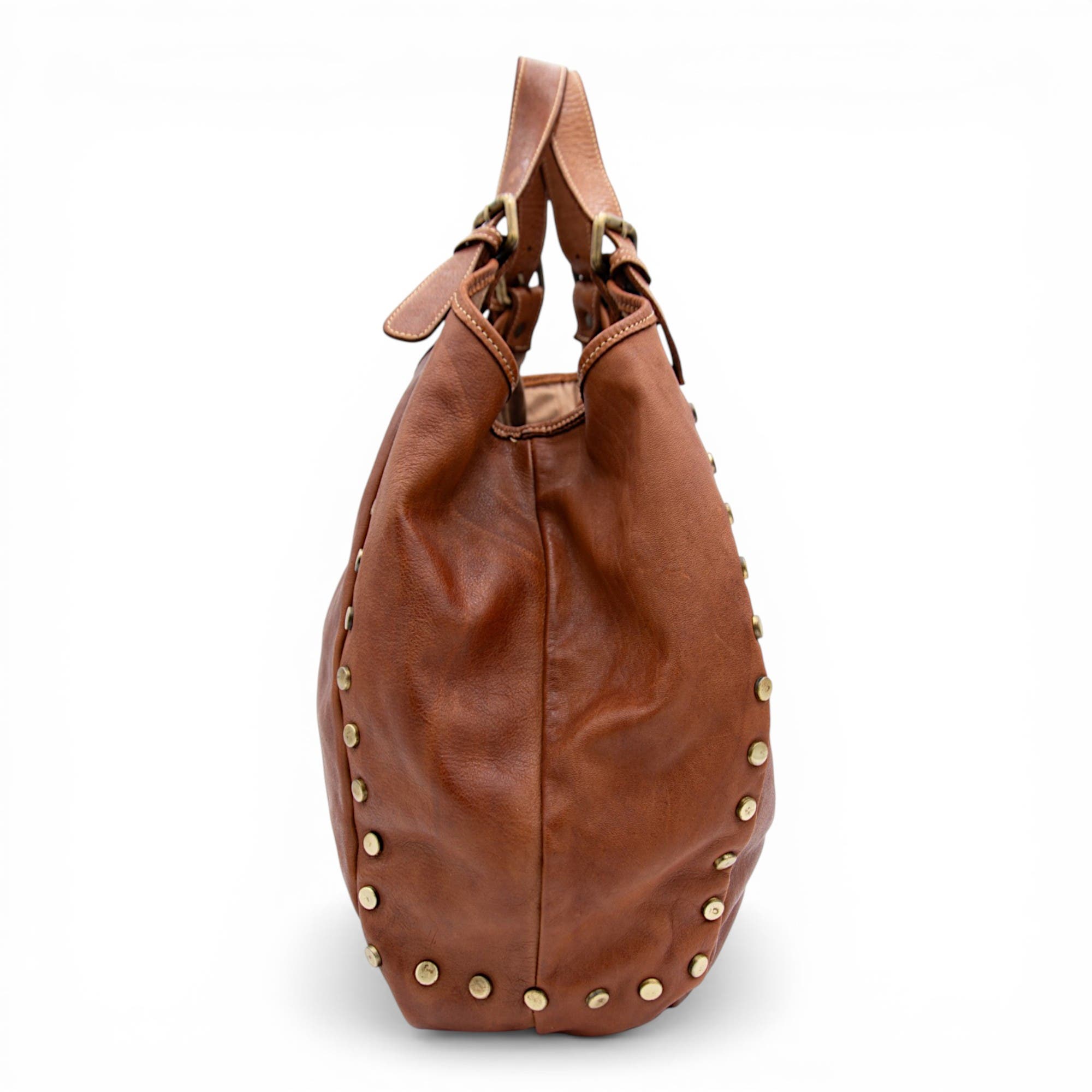 Slouchy Stud Tote, Alternate, color, Cognac