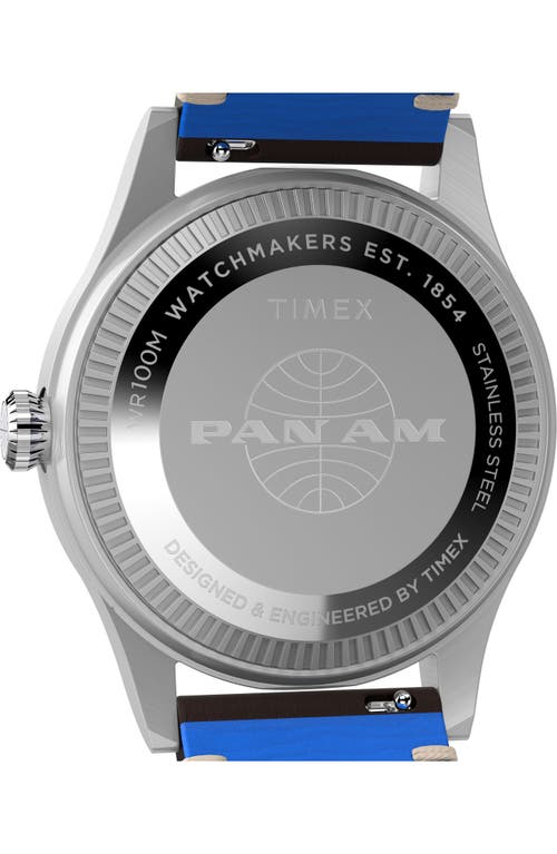Timex ® X Pan Am® Waterbury Gmt Leather Strap Watch, 39mm In Blue