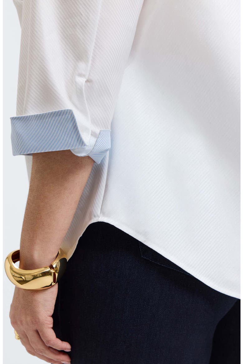 Margie Three-Quarter Sleeve Cotton Button-Up Shirt, Alternate, color, WHITE