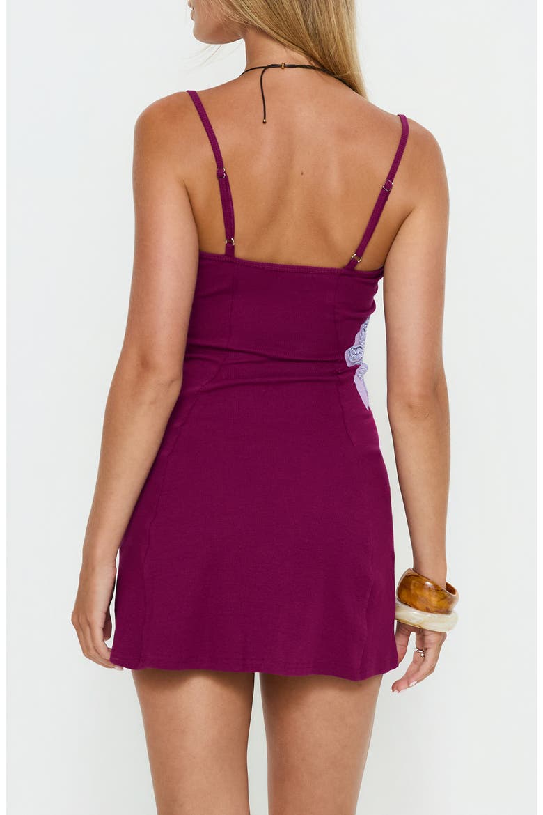 Admiration Embellished Detail Floral Rib Minidress, Alternate, color, PLUM