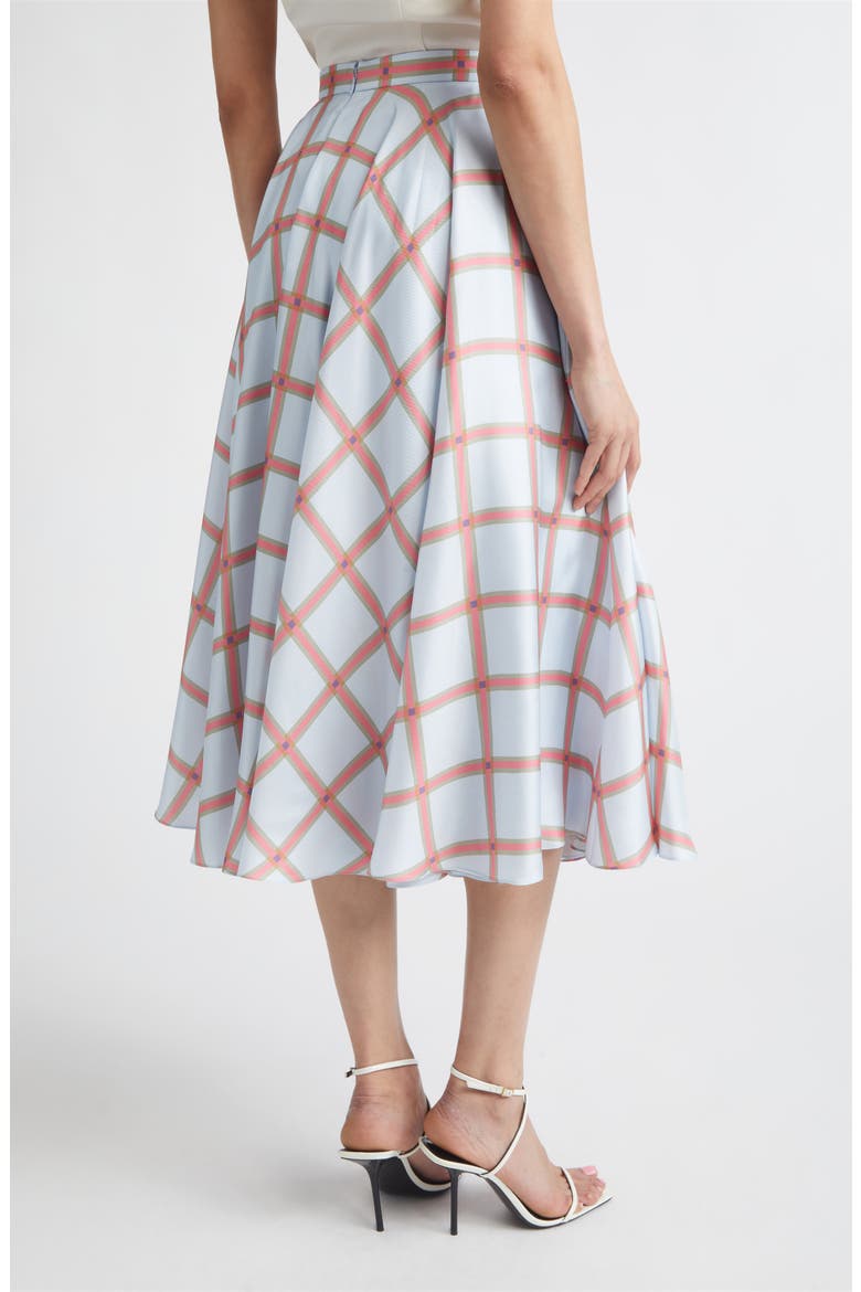Karima Plaid Silk Twill Skirt, Alternate, color, CHECK-BLUE/PINK/CHOCOLATE