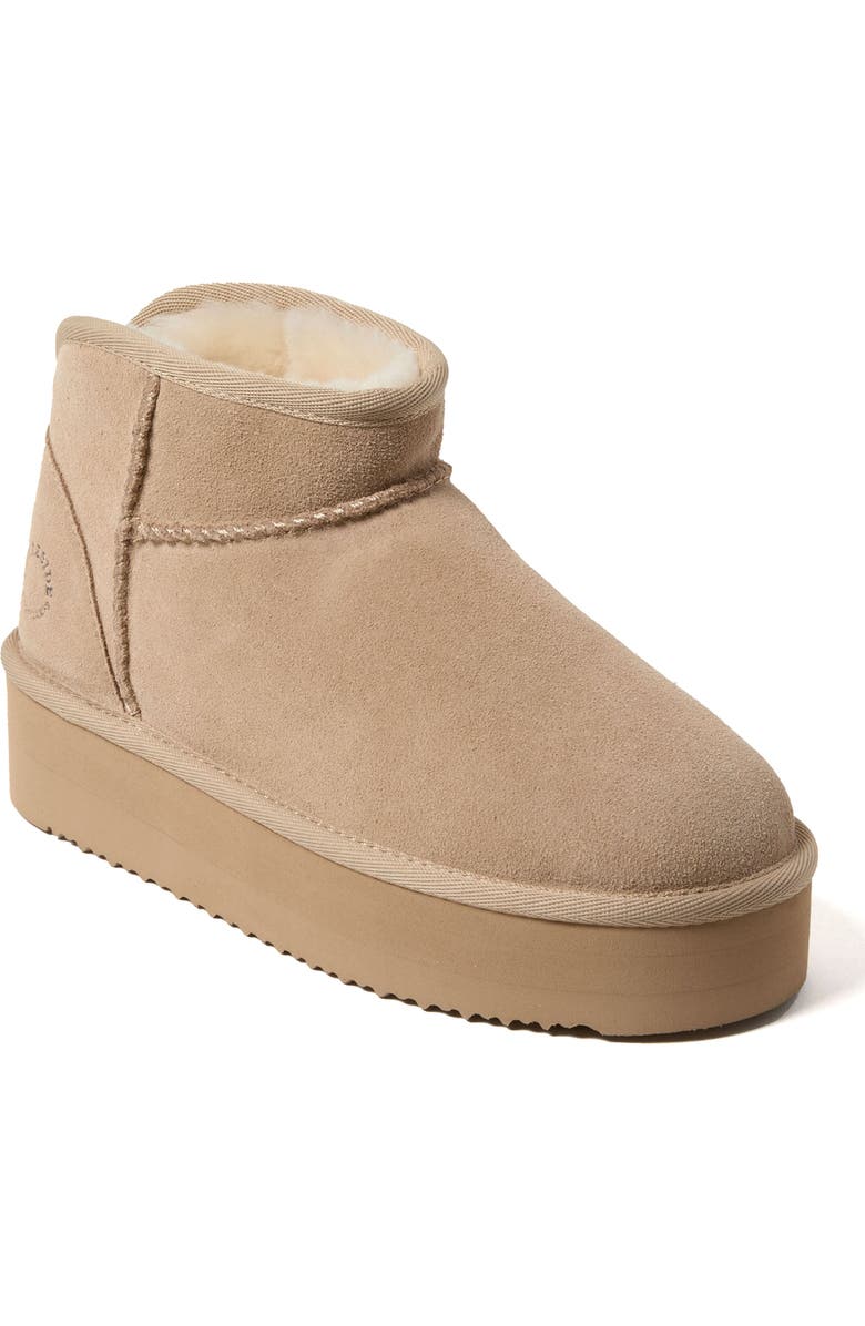 DEARFOAMS Fireside Kingston Genuine Shearling Platform Bootie, Main, color, Sand