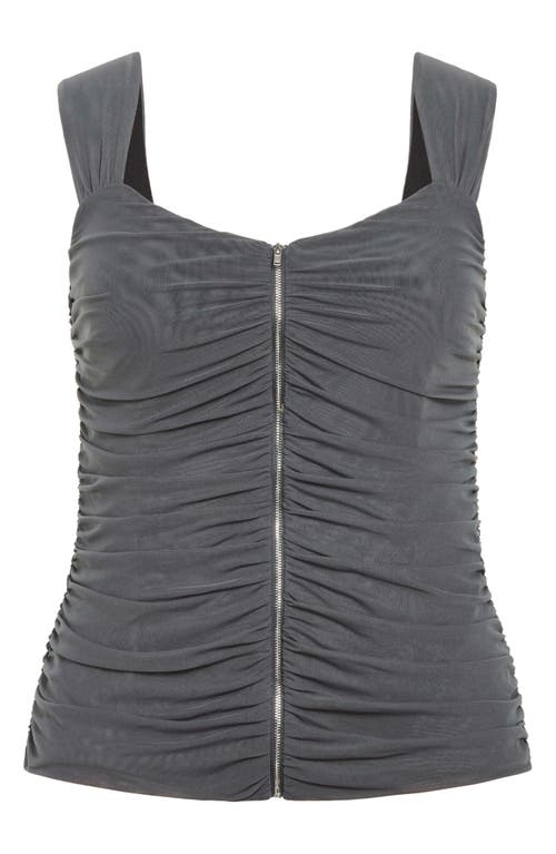 City Chic Billie Mesh Tank Top In Gray