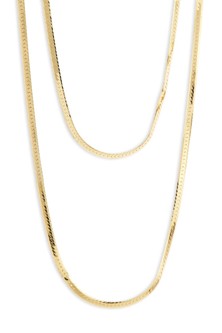 Double Layer Herringbone Chain Necklace, Main, color, GOLD
