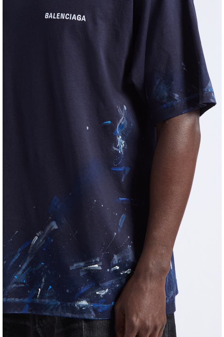 Medium Fit Paint Splatter Logo Embroidered T-Shirt, Alternate, color, 8065 NAVY