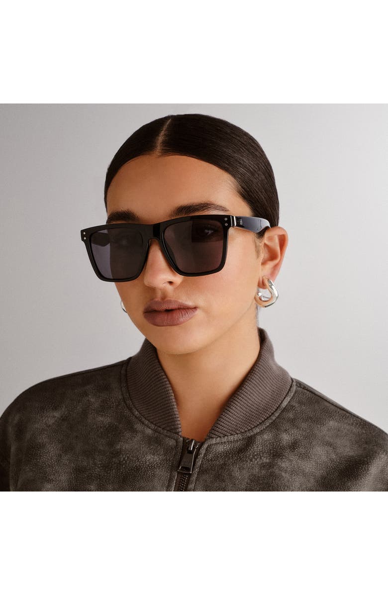 AIRE Kraz 53mm Polarized Square Sunglasses, Alternate, color, Black/Smoke Mono Pol