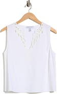 Ellen Tracy Embroidered Eyelet Sleeveless Top