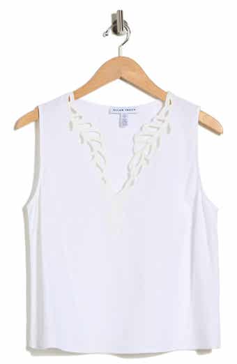 Ellen Tracy Embroidered Eyelet Sleeveless Top