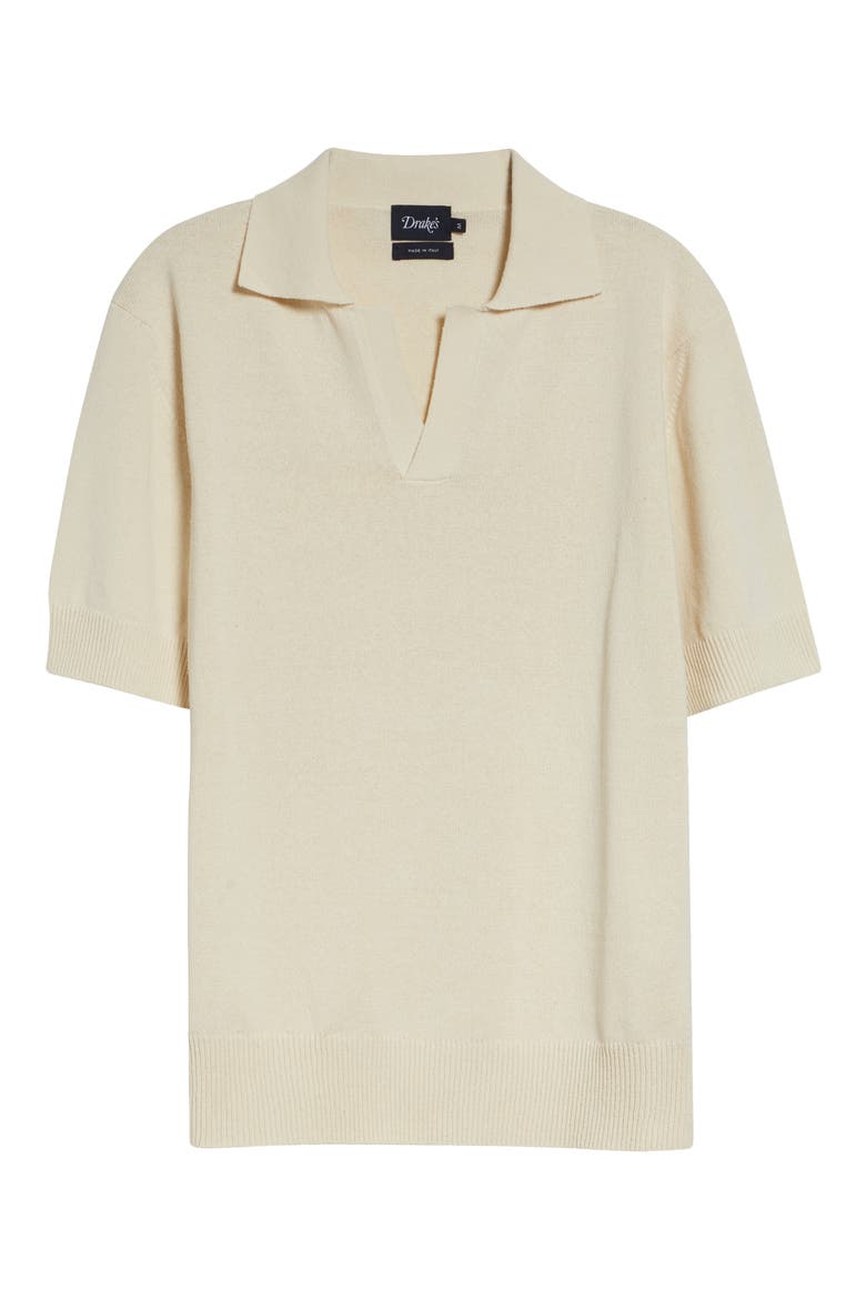 Short Sleeve Silk Polo Sweater, Alternate, color, ECRU