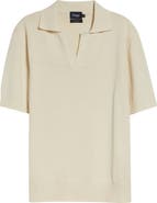 Drake's Short Sleeve Silk Polo Sweater