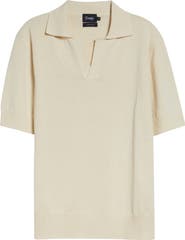 Drake's Short Sleeve Silk Polo Sweater