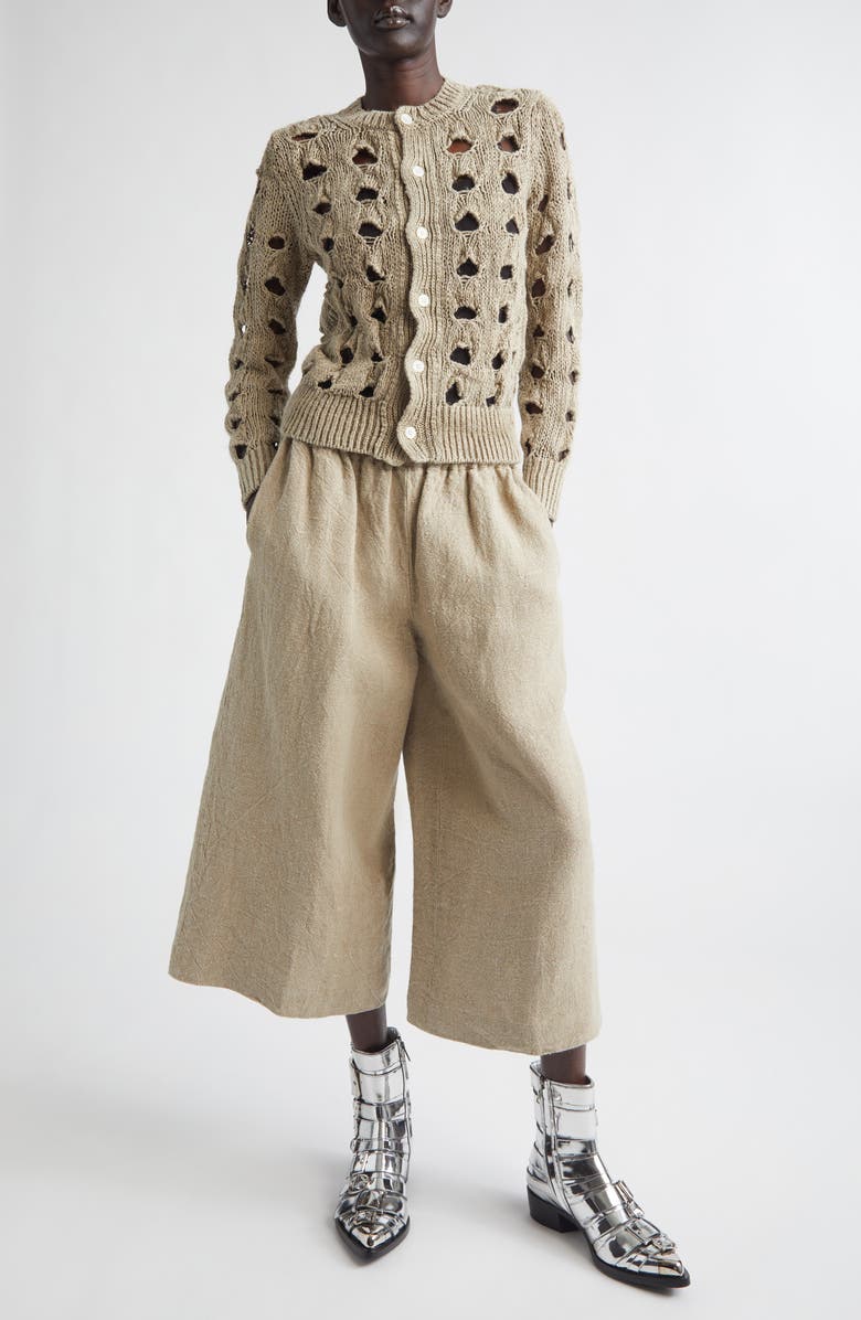 Comme des Garçons Hemp Open Stitch Cardigan, Alternate, color, Ecru