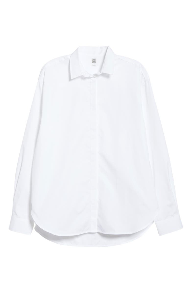 TOTEME Lago Oversize Cotton Poplin Shirt, Main, color,