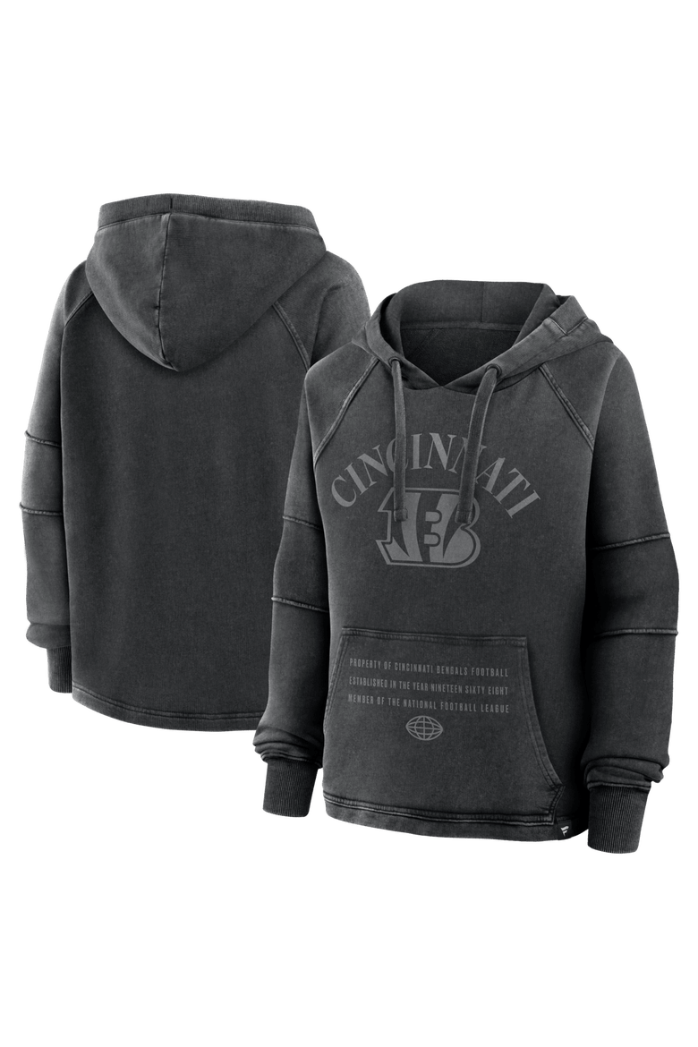 Women's Fanatics Black Cincinnati Bengals Oversized Raglan Gridiron Hoodie, Main, color, Black