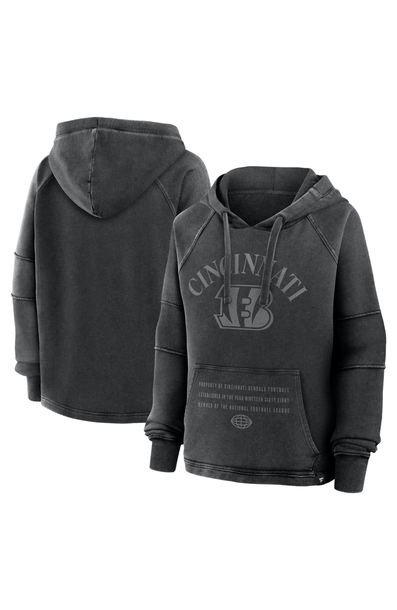 FANATICS Women's Fanatics Black Cincinnati Bengals Oversized Raglan Gridiron Hoodie, Main, color, Black