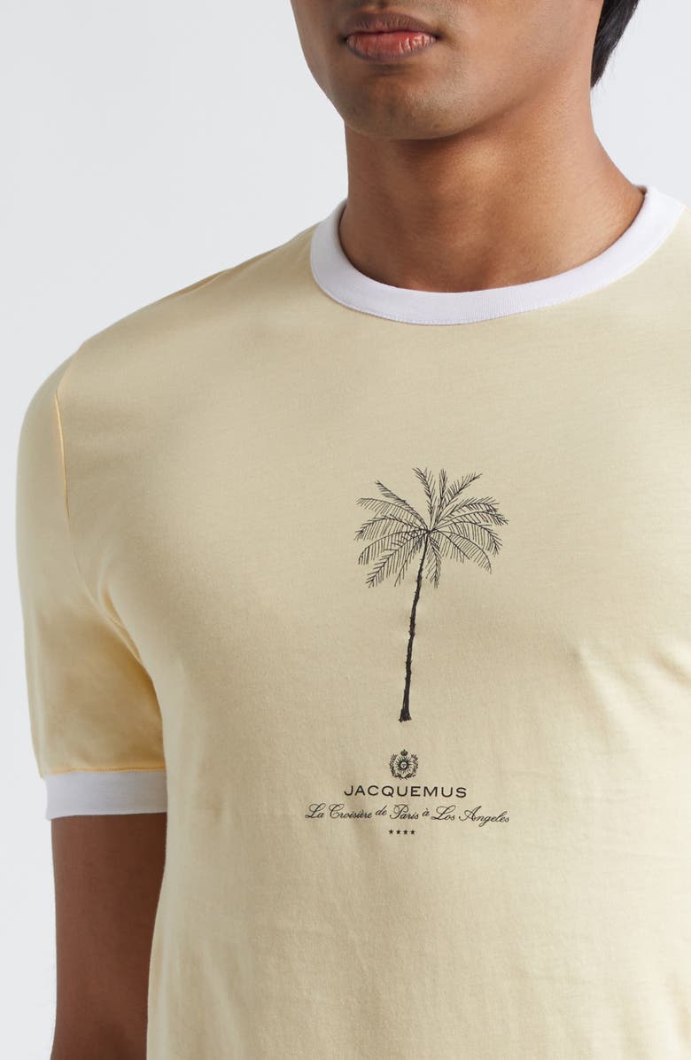 Jacquemus Le T-Shirt Venice Graphic Ringer T-Shirt, Alternate, color, Palm Tree Beige
