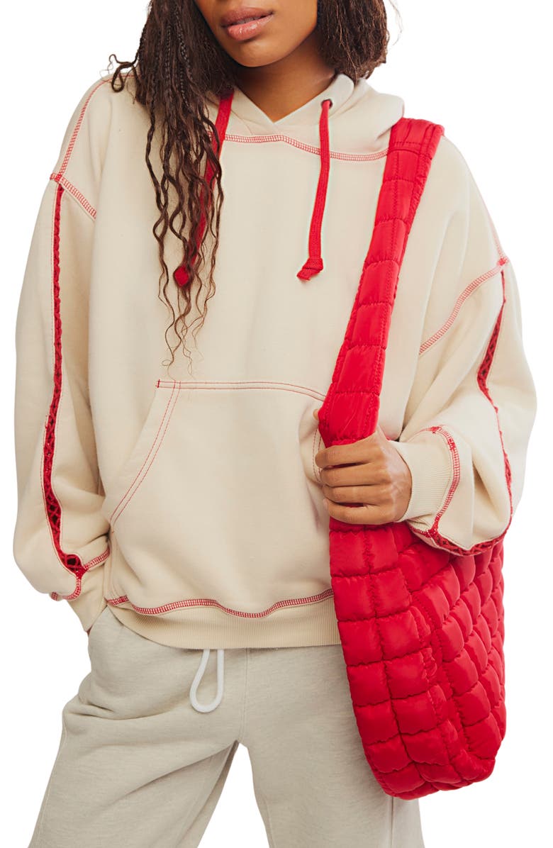 Free People Final Call Cotton Blend Hoodie, Main, color, Ballet Slipper Flora