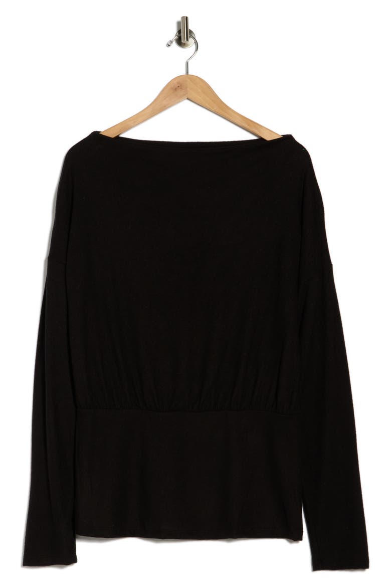 Banded Hem Top, Alternate, color, BLACK