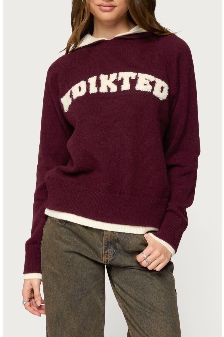 Varsity Logo Hoodie, Main, color, BURGUNDY-AND-CREAM