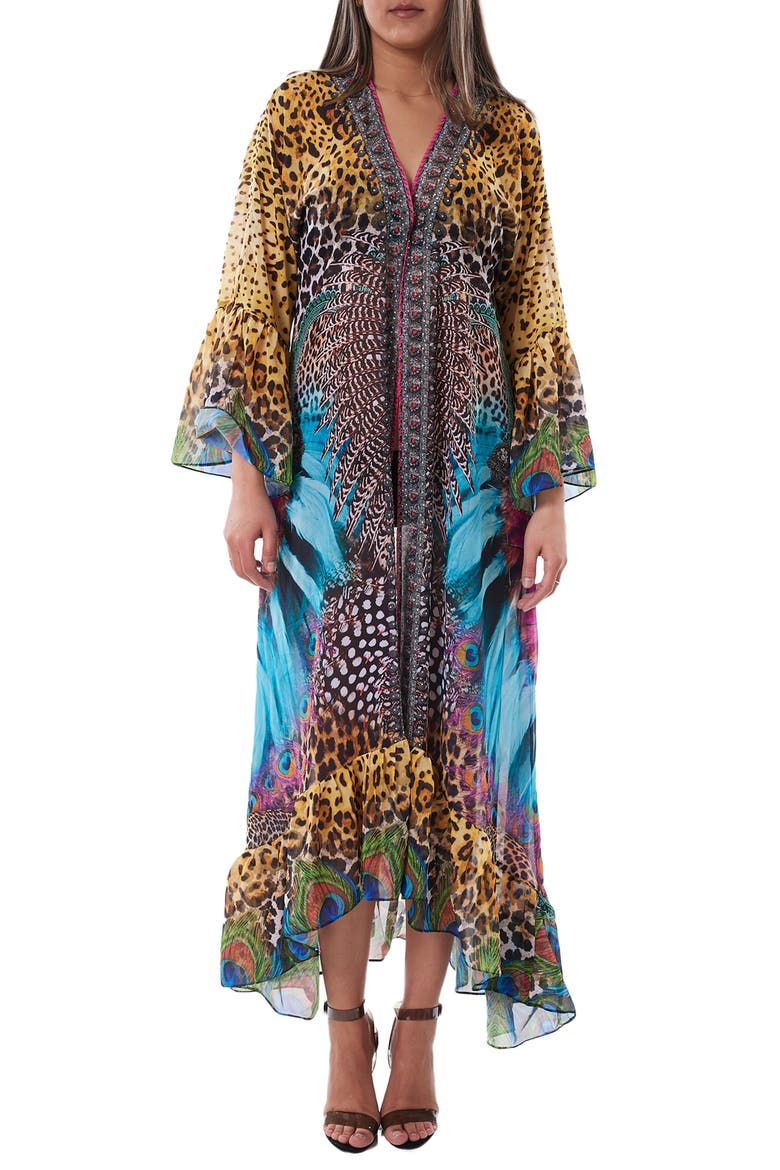 Mixed Animal Print Bell Sleeve Duster, Main, color, M-COLOR