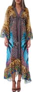 RANEES Mixed Animal Print Bell Sleeve Duster
