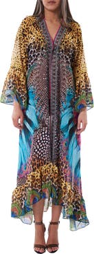 RANEES Mixed Animal Print Bell Sleeve Duster