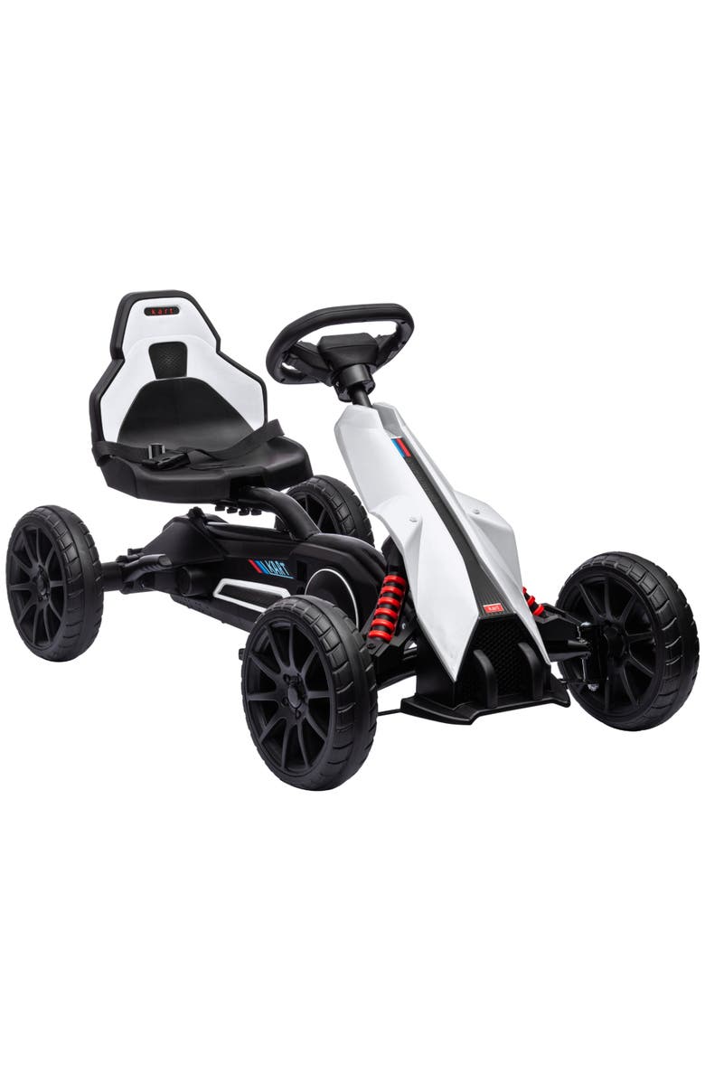 Aosom Kids Pedal Go Kart with Adjustable Seat Swing Axle Handbrake EVA Wheels, Main, color, White