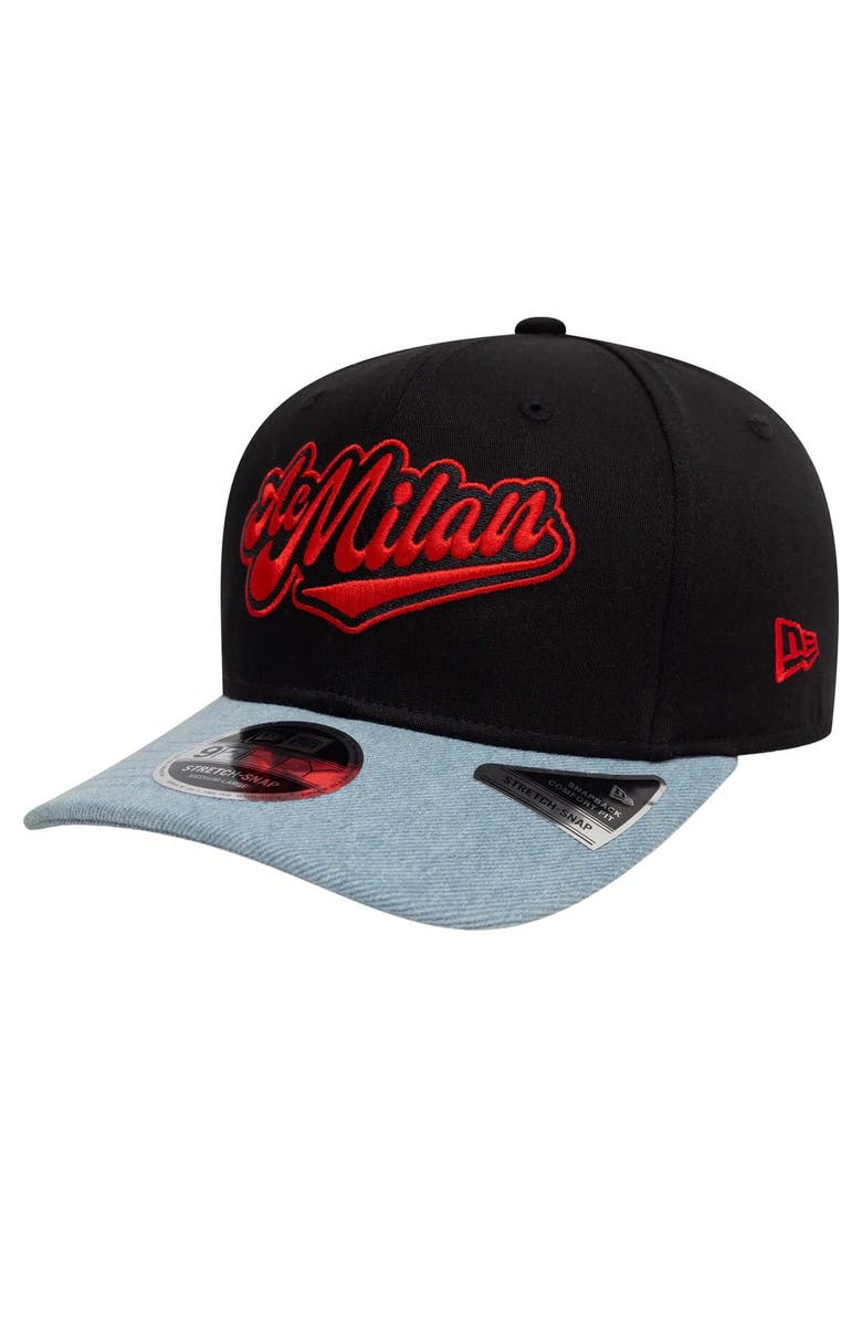 New Era Men's New Era Black/Denim AC Milan 9FIFTY Stretch-Snap Adjustable Hat, Alternate, color, Black