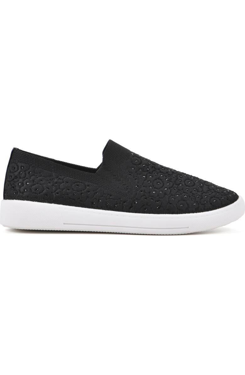 White Mountain Footwear Unit Knit Slip-On Sneaker, Alternate, color, Black/ Fabric