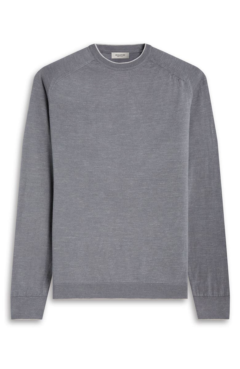 Bugatchi Merino Wool, Silk & Linen Crewneck Sweater, Alternate, color, Zinc