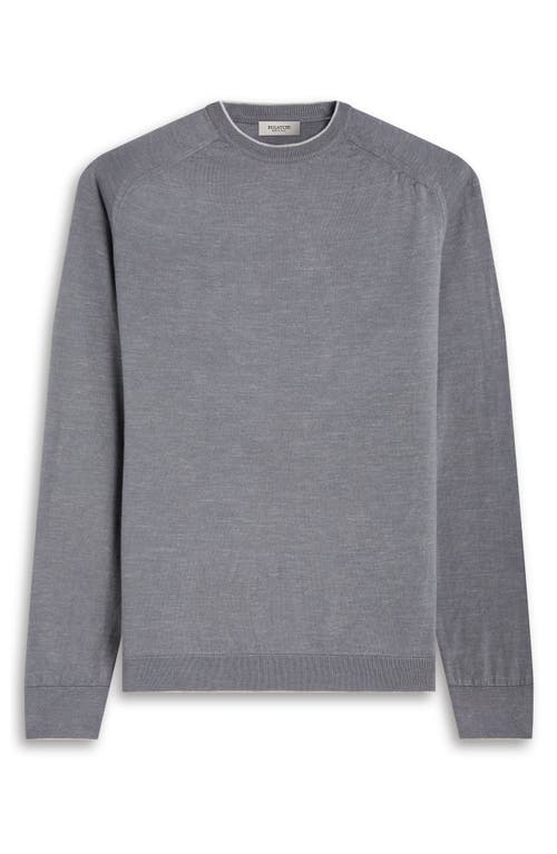 Bugatchi Merino Wool, Silk & Linen Crewneck Sweater In Gray