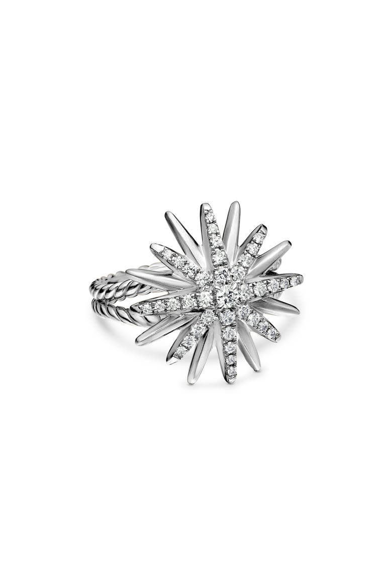 Starburst Ring with Pavé Diamonds, Main, color, DIAMOND/ SILVER