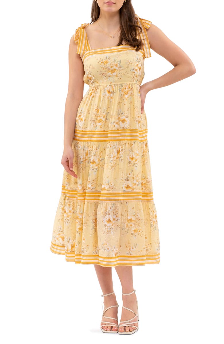 Blu Pepper Floral Stripe Tie Strap Maxi Dress, Main, color, 