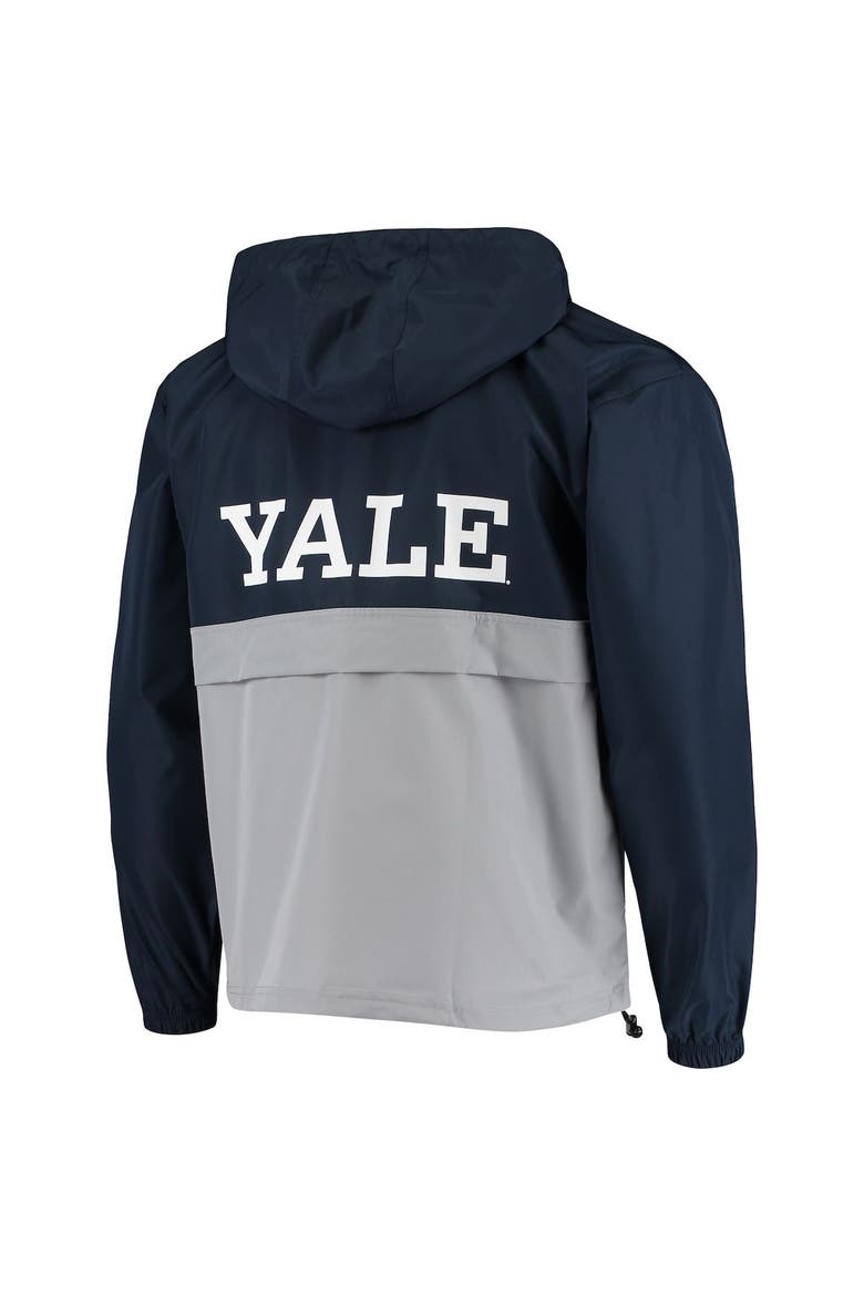 Men's Champion Navy Yale Bulldogs Color Blocked Packable Half-Zip Jacket, Alternate, color, Navy