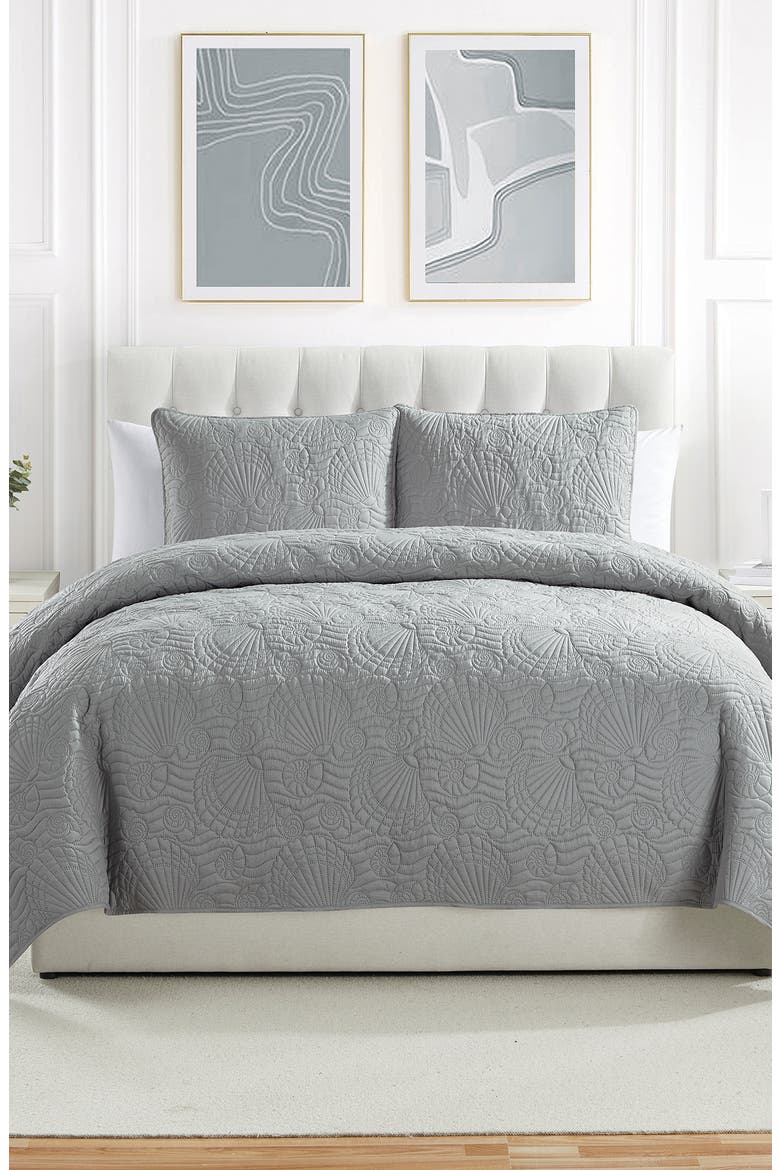 Ocean Solid 3-Piece Quilt Set, Alternate, color, GREY