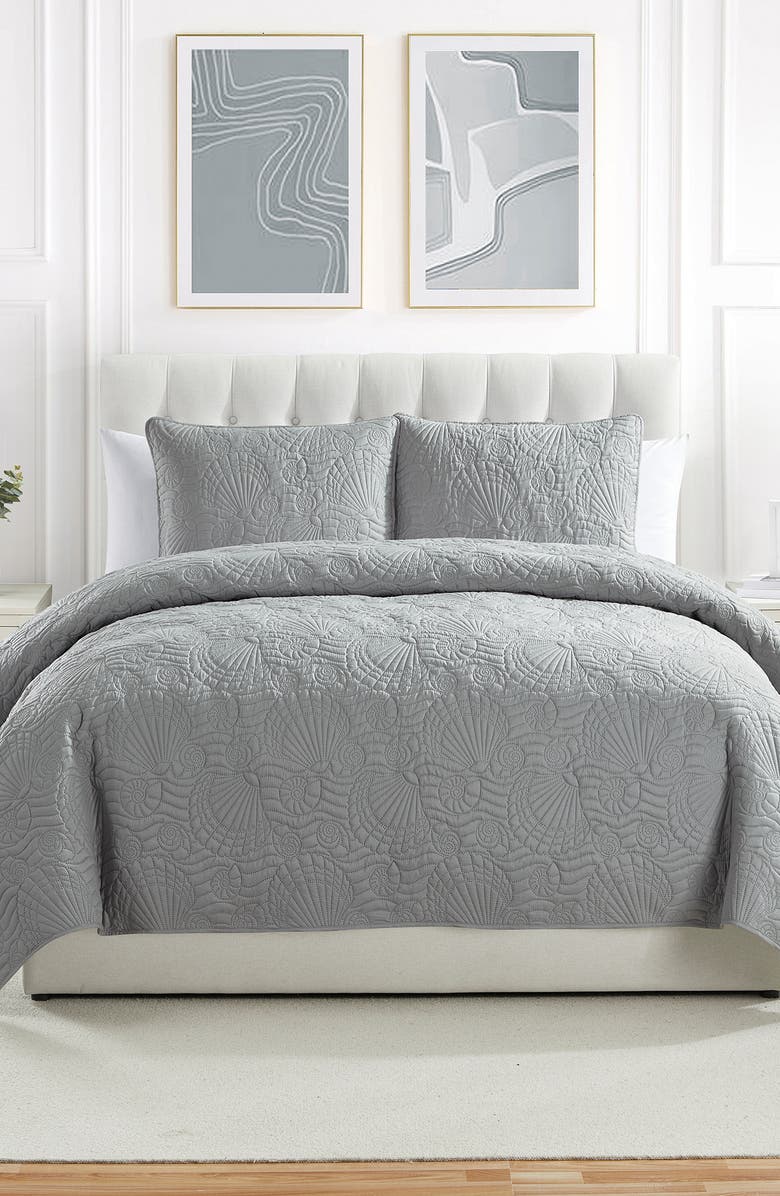 VCNY HOME Ocean Solid 3-Piece Quilt Set, Alternate, color, Grey