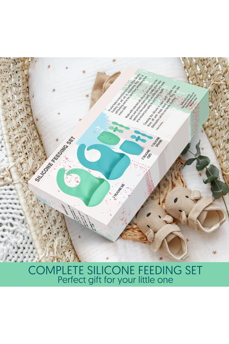 Baby Silicone Feeding Set 8-Piece, Alternate, color, Blue & Green