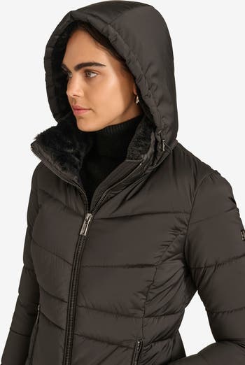 Calvin Klein Faux Fur Lined Stretch Quilted Jacket Nordstromrack