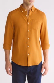 Original Penguin Waffle Weave Long Sleeve Button-Down Shirt
