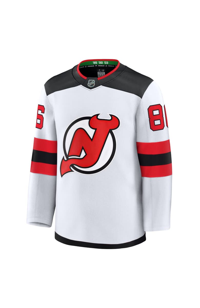 FANATICS Men's Fanatics Jack Hughes White New Jersey Devils Away Premium Jersey, Alternate, color, 
