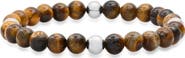 STEELTIME Men's Stainless Steel & Tiger's Eye Bead Bracelet