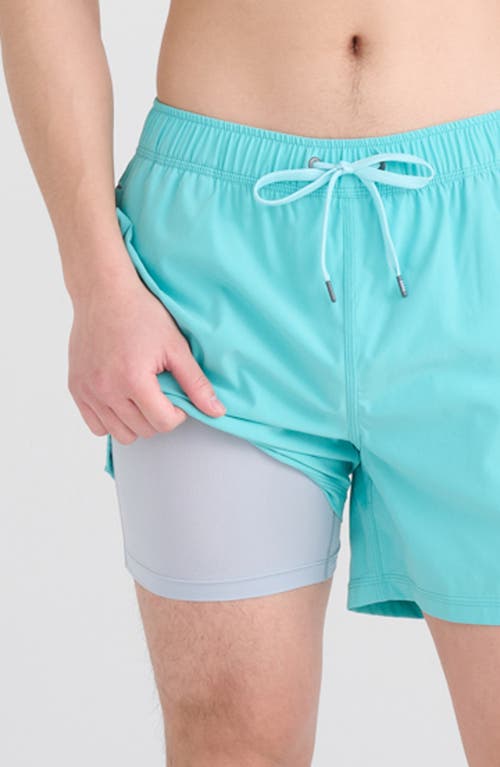 Saxx Oh Buoy 2-in-1 Volley Swim Shorts In Turquoise
