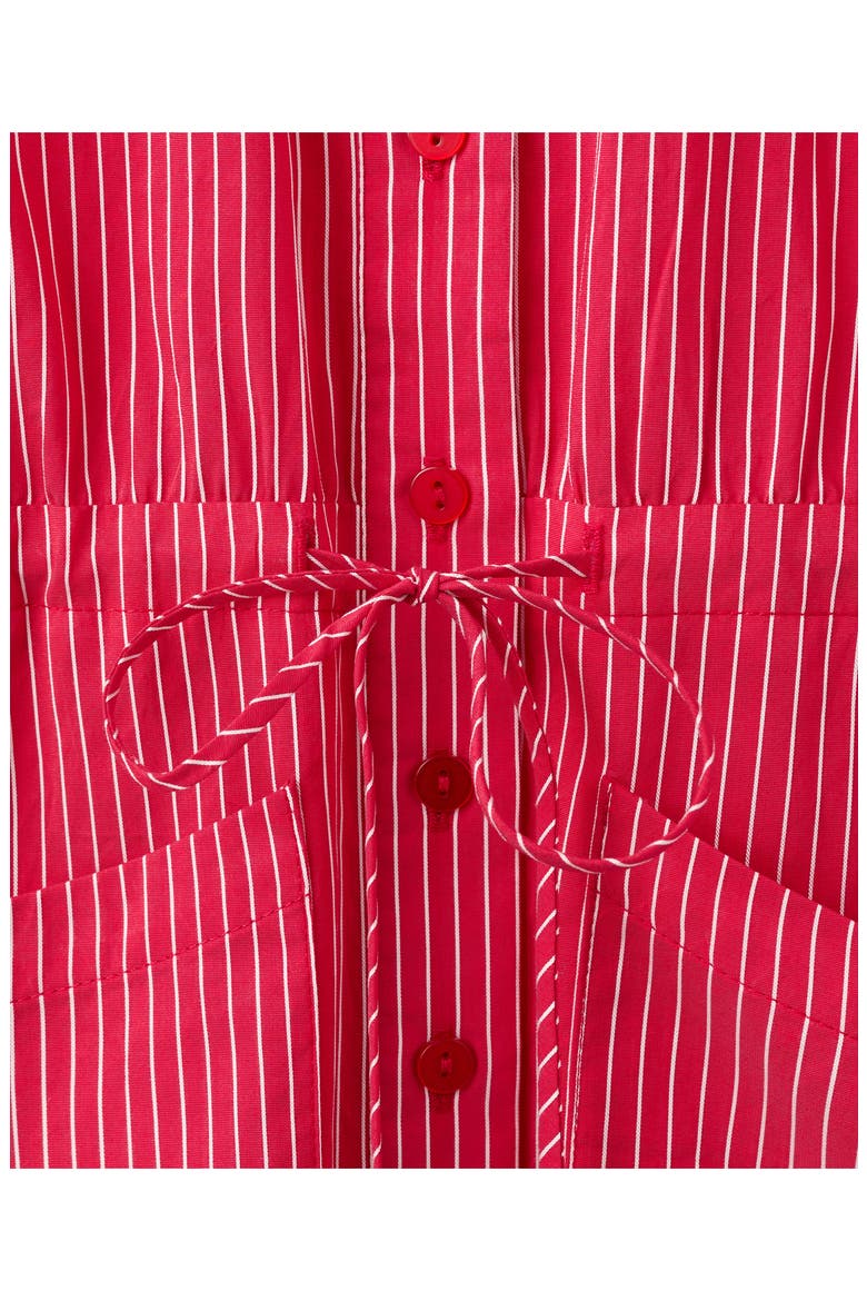 Stripe Tie Waist Shirtdress, Alternate, color, RED