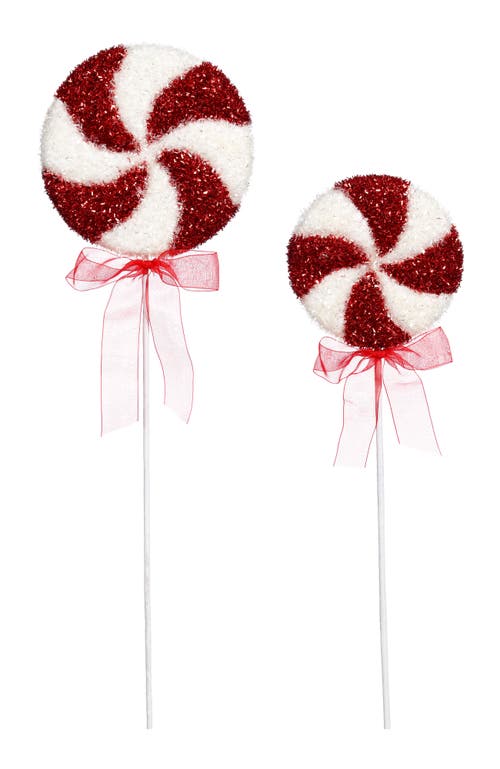 Mark Roberts Peppermint Spiral Pick, Set Of 8 In Red