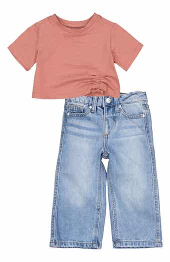 Joe's Jeans Kids' Ruched T-Shirt & Wide Leg Jeans Set
