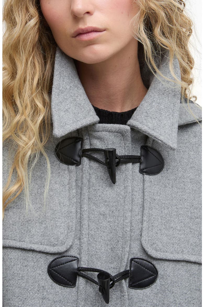 Melody Wool Blend Duffle Coat, Alternate, color, LIGHT GREY MARL/ ONYX TARTAN