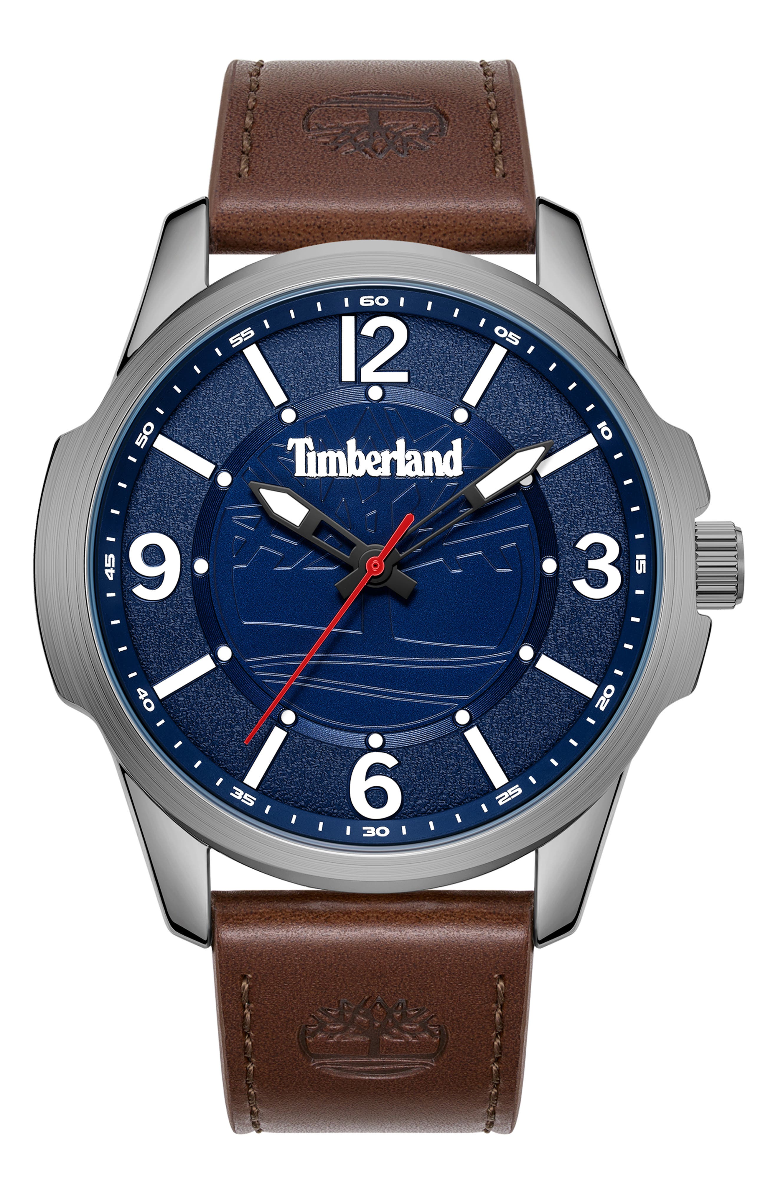 Timberland Classic Quartz Leather Strap Watch, 44mm