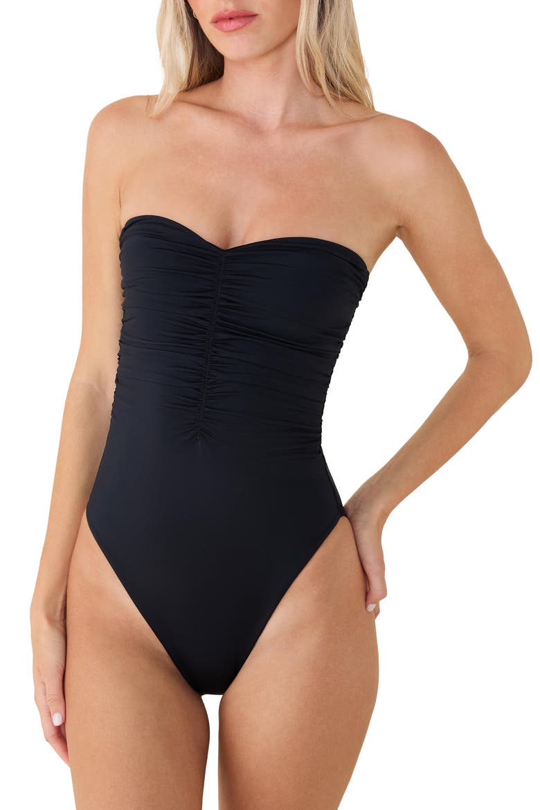 Pana Strapless One-Piece Swimsuit, Alternate, color, BLACK