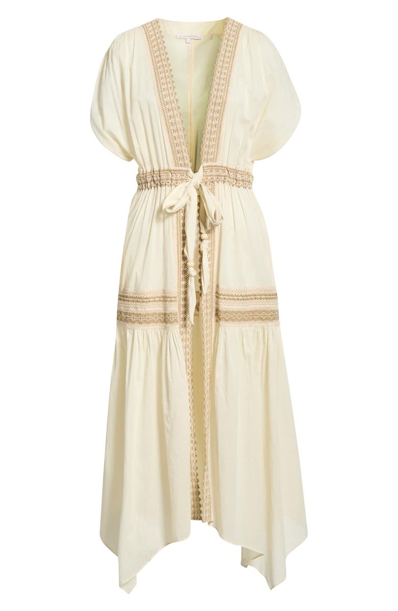 Ramy Brook Audra Lace Trim Tie Front Cover-Up Dress, Alternate, color, Sandstone